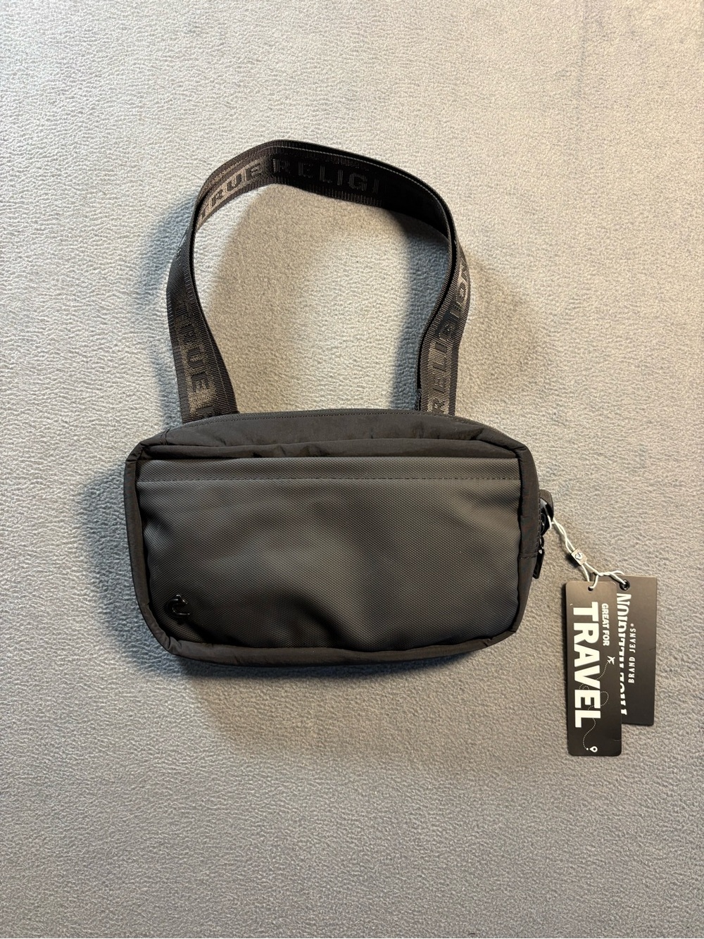 True Religion Black Logo Strap Belt Bag